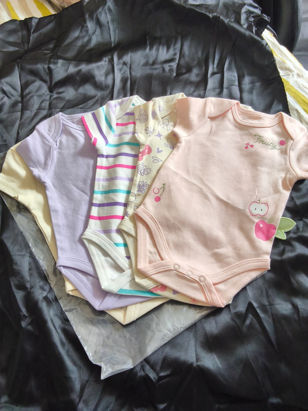 Peach Apple Print Baby One-Piece Bodysuit - Pack